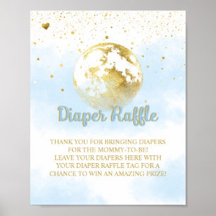 Blue Gold Diaper Raffle Baby Shower Sign