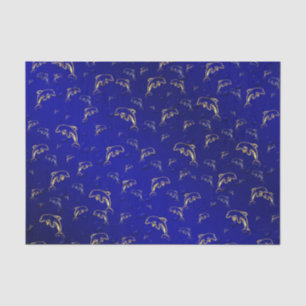 blue,gold,dolphin, fish, nature, aquatic, design, tissue paper