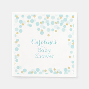 Blue Gold Dots Baby Shower Napkin