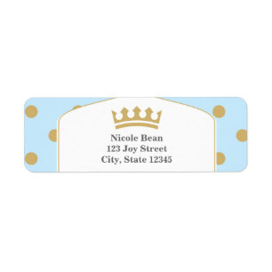 Blue & Gold Dots Royal Crown Prince Address Labels