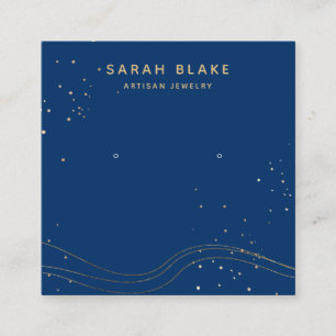 Blue Gold Earring Display Holder Square Business Card