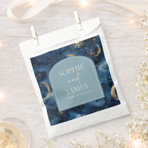 Blue Gold Elegant Celestial Starry Sky Wedding Favour Bag