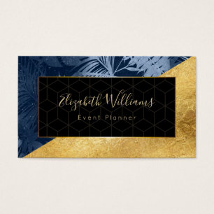 Blue Gold Event Planner Colour Block Business Card