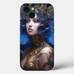 Blue Gold Fairy Fantasy Art iPhone 13 Case