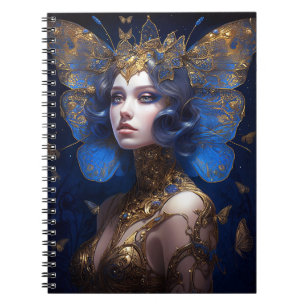 Blue Gold Fairy Fantasy Art Notebook