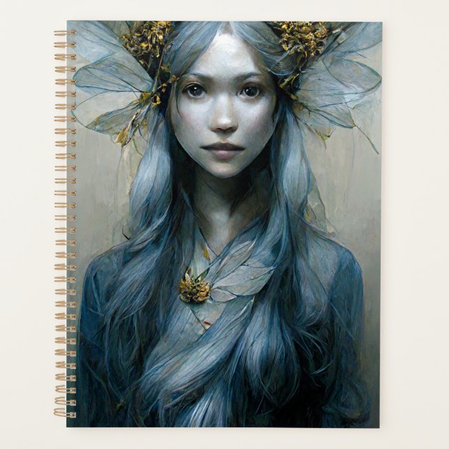 Blue Gold Fairy Fantasy Art Planner (Front)
