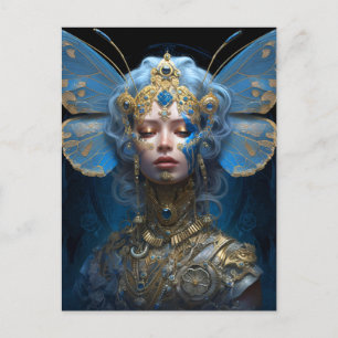 Blue Gold Fairy Fantasy Art Postcard
