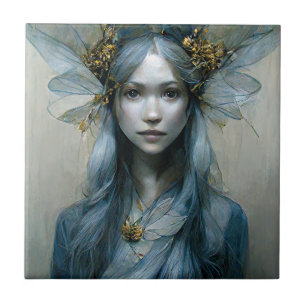 Blue Gold Fairy Fantasy ceramic tile
