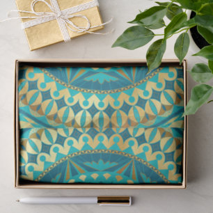 Blue Gold Fantasy Mandala Tissue Paper