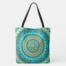 Blue Gold Fantasy Mandala