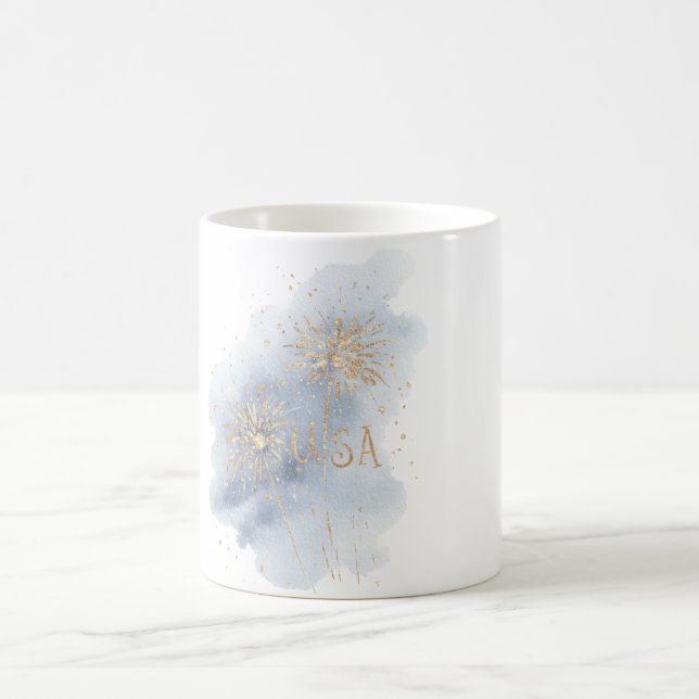 Blue Gold Fireworks USA Coffee Mug (Center)