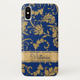 Blue, Gold Floral Case-Mate iPhone X Case