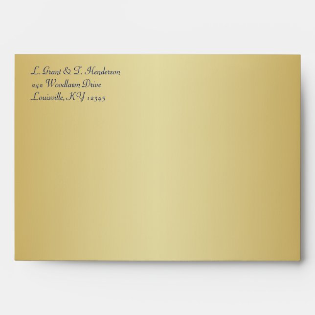 Blue, Gold Floral Envelope for 5x7 Sizes (Front)