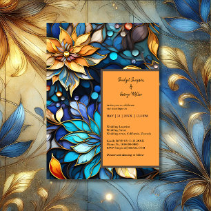 Blue & Gold Floral Stained Glass Elegant wedding