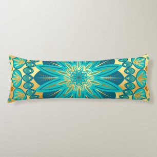 Blue Gold Flower Mandala Body Cushion