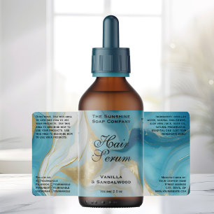 Blue Gold Foil Cosmetics or Dropper Bottle Label