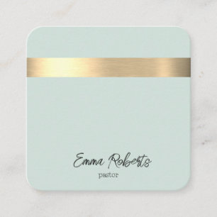 Blue Gold Foil Rustic Faux Jesus Christ Pastor Square Business Card