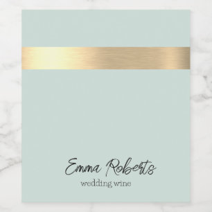 Blue Gold Foil Rustic Faux Wine Label