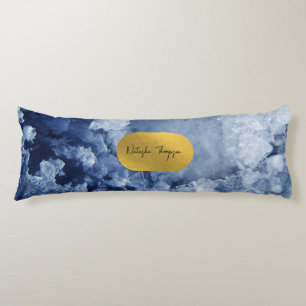 Blue Gold Foil Sea Crystals Signature  Body Cushion
