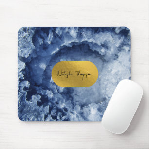 Blue Gold Foil Sea Crystals Signature Mouse Pad