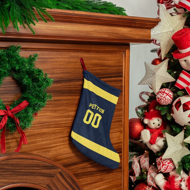 Blue & Gold Football Team Personalised Small Christmas Stocking (Creator Uploaded)