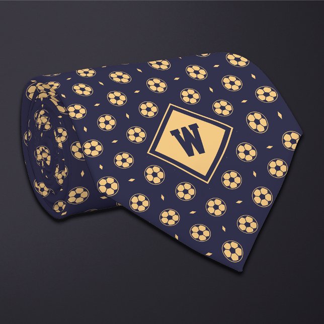 Blue Gold Futbol (Soccer) Ball Icon Necktie (Creator Uploaded)