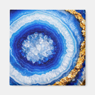 Blue Gold Geode Resin Pattern Magnet