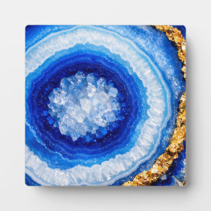 Blue Gold Geode Resin Pattern Plaque