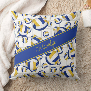 blue gold girly team colours volleyballs net accen cushion