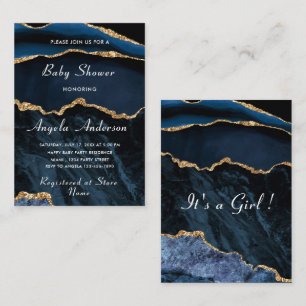 Blue Gold Glitter Baby Shower Invitations Example