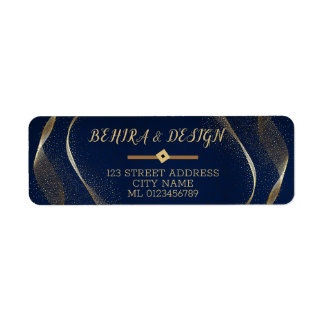 Blue gold glitter chic fresh Return Address Labels
