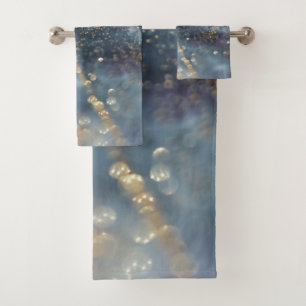 Blue Gold Glitter Glam 1 Bath Towel Set
