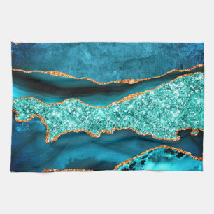 Blue Gold Glitter Kitchen Towel