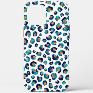 Blue Gold Glitter Leopard Pattern iPhone 12 Pro Max Case