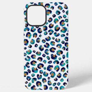 Blue Gold Glitter Leopard Pattern iPhone 12 Pro Max Case