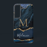 Blue Gold Glitter Marble Cuatom Name and Letter Samsung Galaxy Case<br><div class="desc">Samsung Galaxy Cases or iPhone Cases with Monogram Name Agate Navy Blue Gold Gemstone Marble Geode Glitter Sparkle Personalised Birthday - Anniversary or Wedding Gift / Suppliest - Add Your Letter / Name - Text or Remove - Make Your Special Gift - Resize and move or remove and add text...</div>