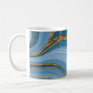 Blue Gold Glitter Marble Elegant Abstract Coffee Mug