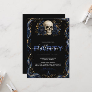Blue Gold Gothic Halloween Party Invitation