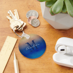 Blue Gold Gradient Personalised Keychain