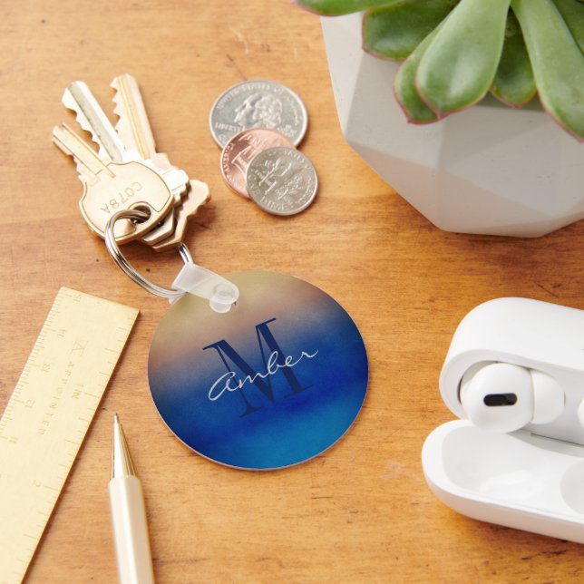 Blue Gold Gradient Personalised Keychain (Desk)