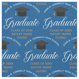 Blue Gold Graduate Personalised Graduation Fabric