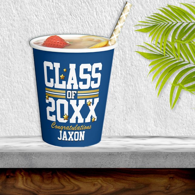 Blue|Gold Graduating Class Year Paper Cups (Creator Uploaded)