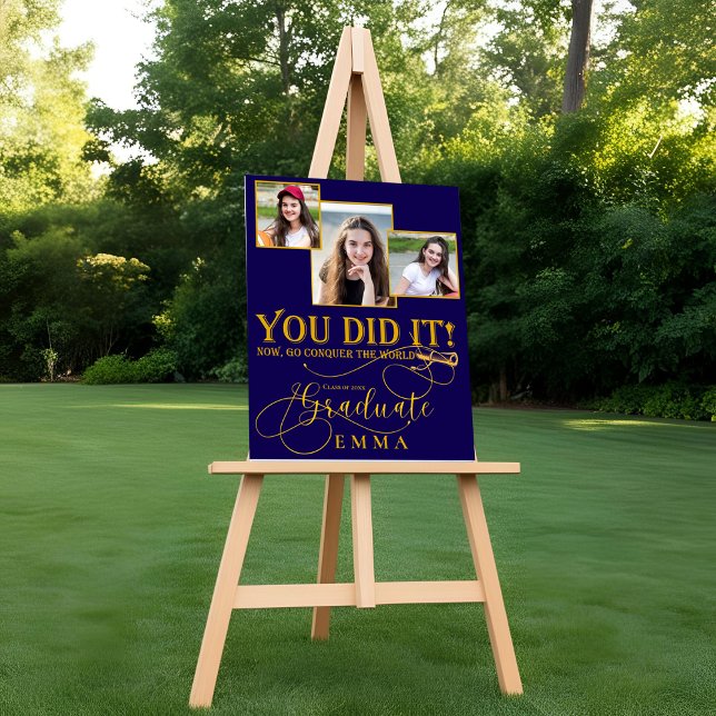 Blue Gold Graduation Multi Photo Keepsake (Blue Gold Graduation Multi Photo Keepsake Poster)