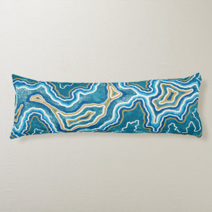 Blue Gold Graphic Agate Body Cushion