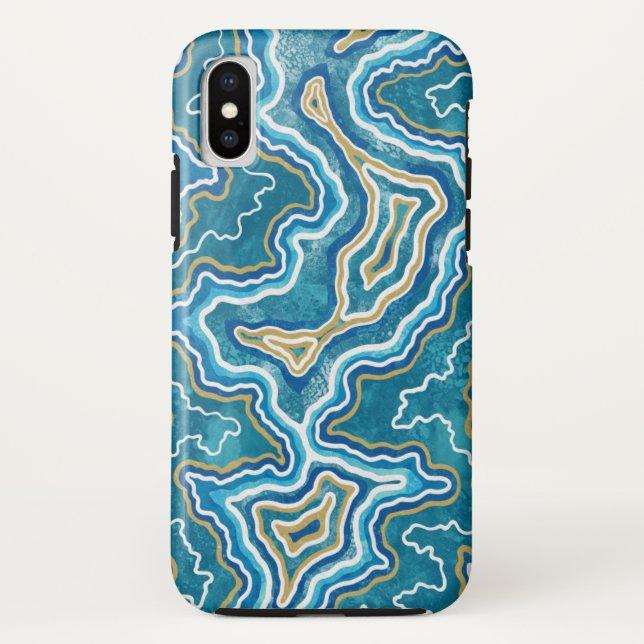 Blue Gold Graphic Agate Case-Mate iPhone Case (Back)