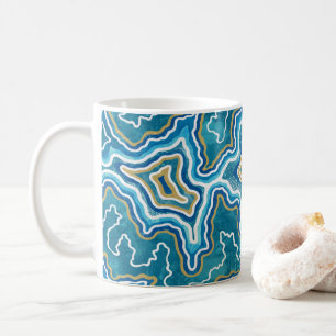 Blue Gold Graphic Agate Coffee Mug