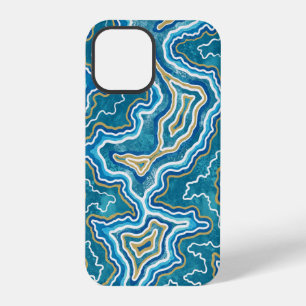 Blue Gold Graphic Agate iPhone 12 Pro Case