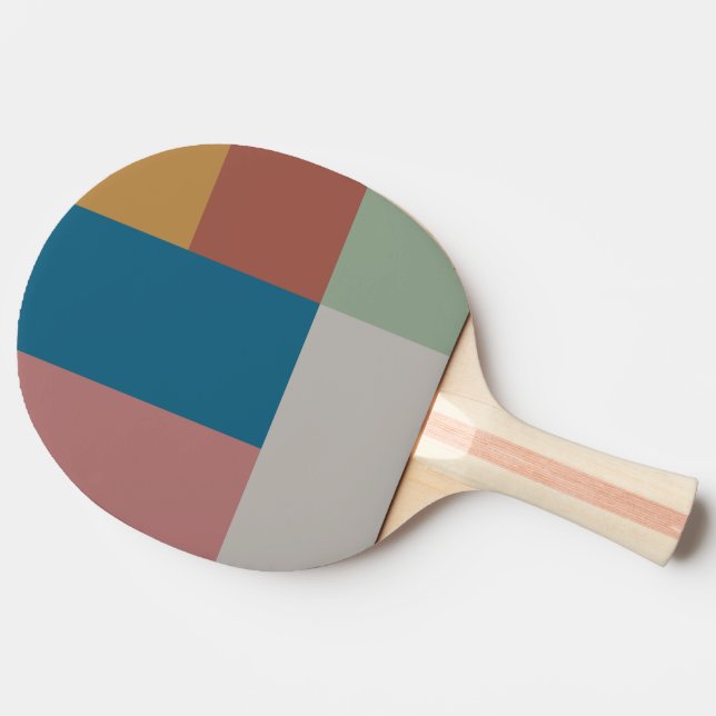 Blue Gold Grey Green Terracotta Colour Block Ping Pong Paddle (Side)