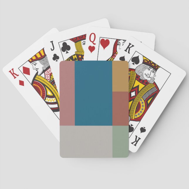 Blue Gold Grey Green Terracotta Colour Block Playing Cards (Back)