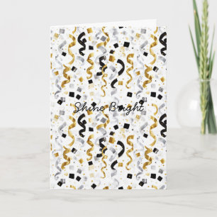 Blue Gold Grey Stripes Christmas Celebration  Card